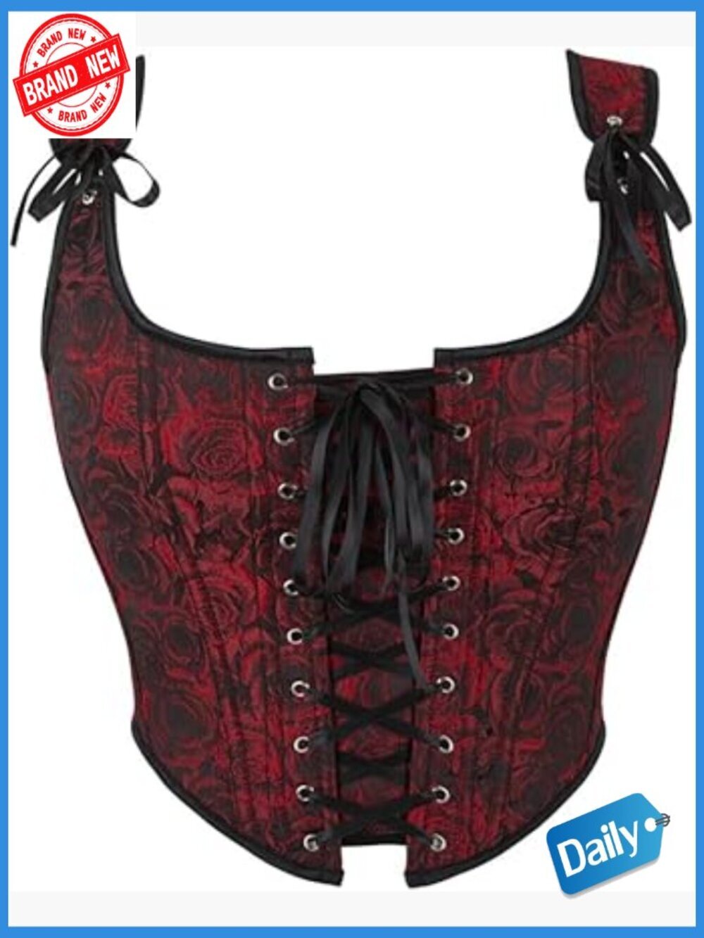 Women's Vintage Renaissance Lace Trim Corset Bustier Hourglass Fit